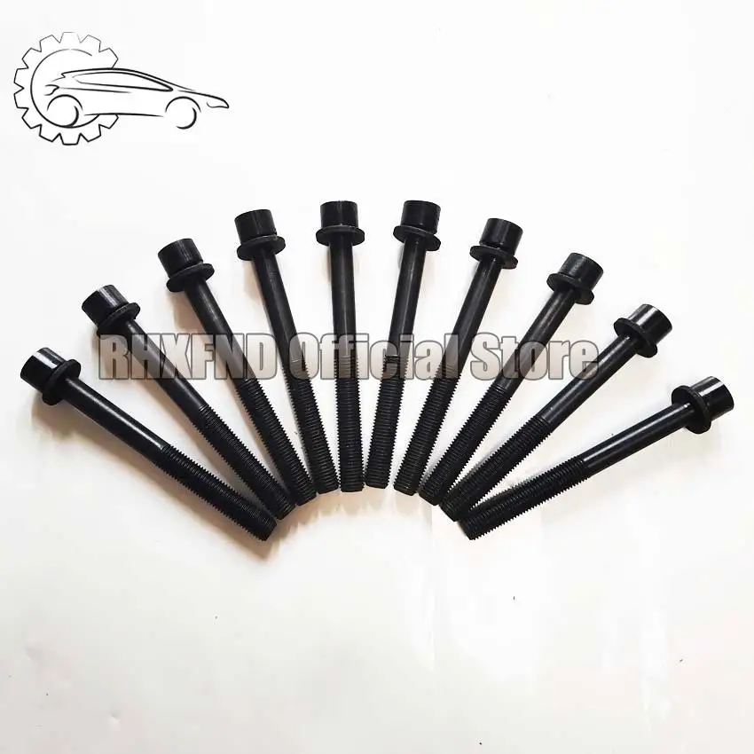 

10pcs Engine cylinder head bolt nut XUD9 XUD9A D9B XUD9 A L for hyundai LANTRA D for suzuki VITARA D BALENO SAMURAI