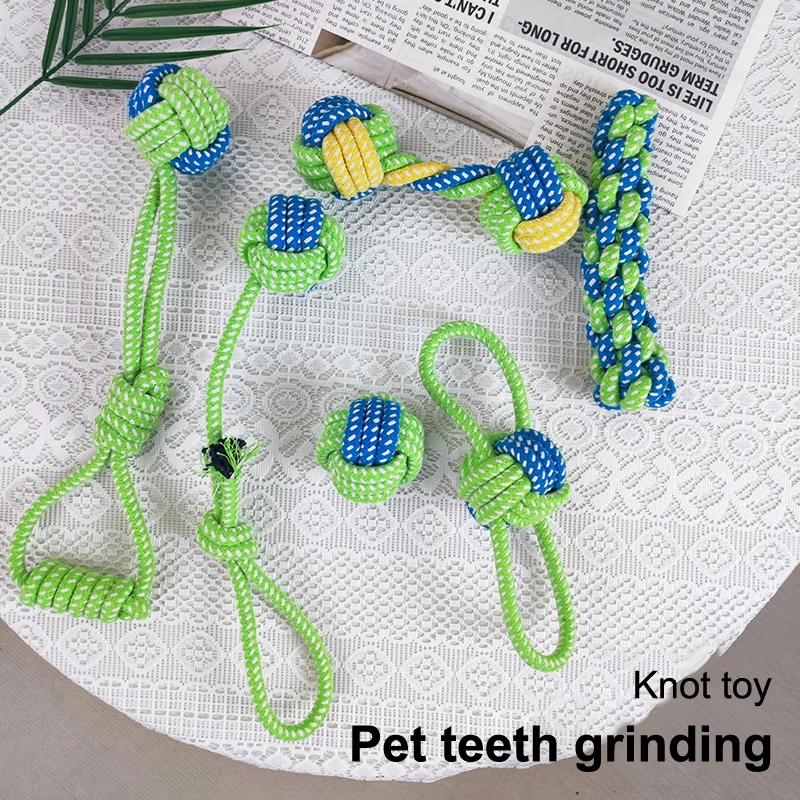 

Pet Dog Toy, Rope Knot for Puppy's Teeth Cleaning, Teeth Grinding Training Cotton Rope Toy