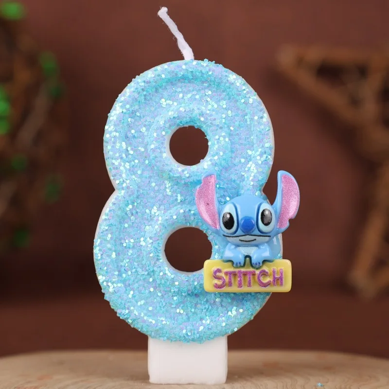 Niebieskie Numery 0-9 Anime Lilo & Stitch Cyfrowe Świeczki Kawaii Stitch Aniołek Uczniowski Tematyczne Świeczki na Imprezę Prezenty dla Dorosłych