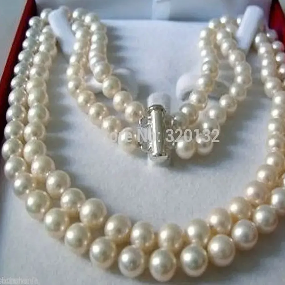 Natural DOUBLE STRAND 8-9 MM AKOYA SALTWATER PEARL NECKLACE AAA