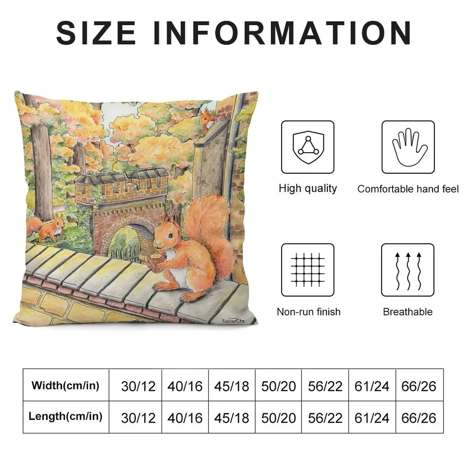 Squirrels in autumn Throw Pillow Sitting Cushion Marble Cushion Cover Rectangular Cushion Cover Cushions pillow