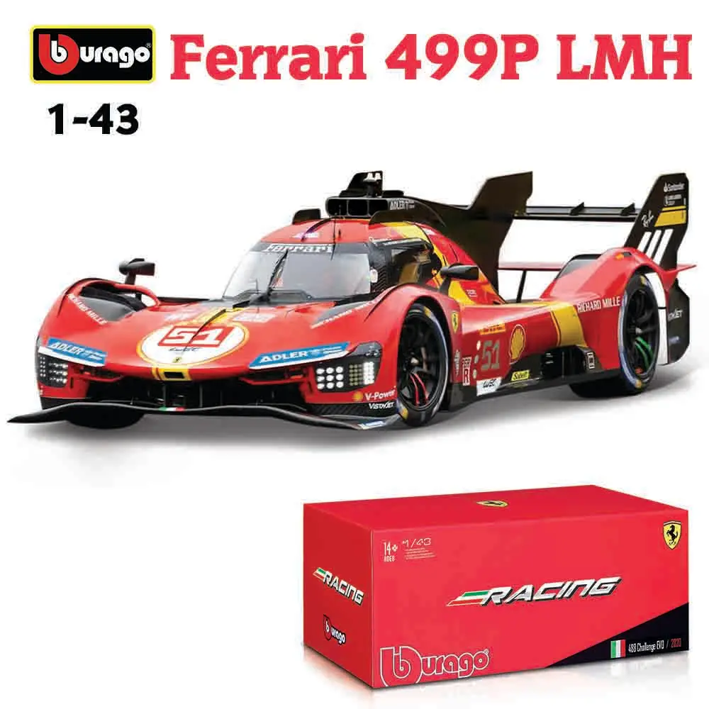 

Bburago 1:43 Ferrari 499P LMH Testa Rossa 1959 Classic 24 HEURES DU MANS Luxury Racing Die Cast Car Model Toy Collection Gift