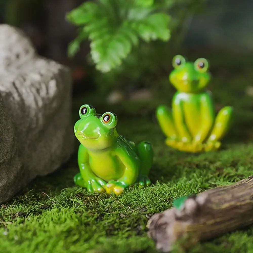 

Flowerpot Decorations Resin Frog Figurines Mini Cartoon Garden Frog Ornament Realistic Green Micro Landscape Decoration Yard