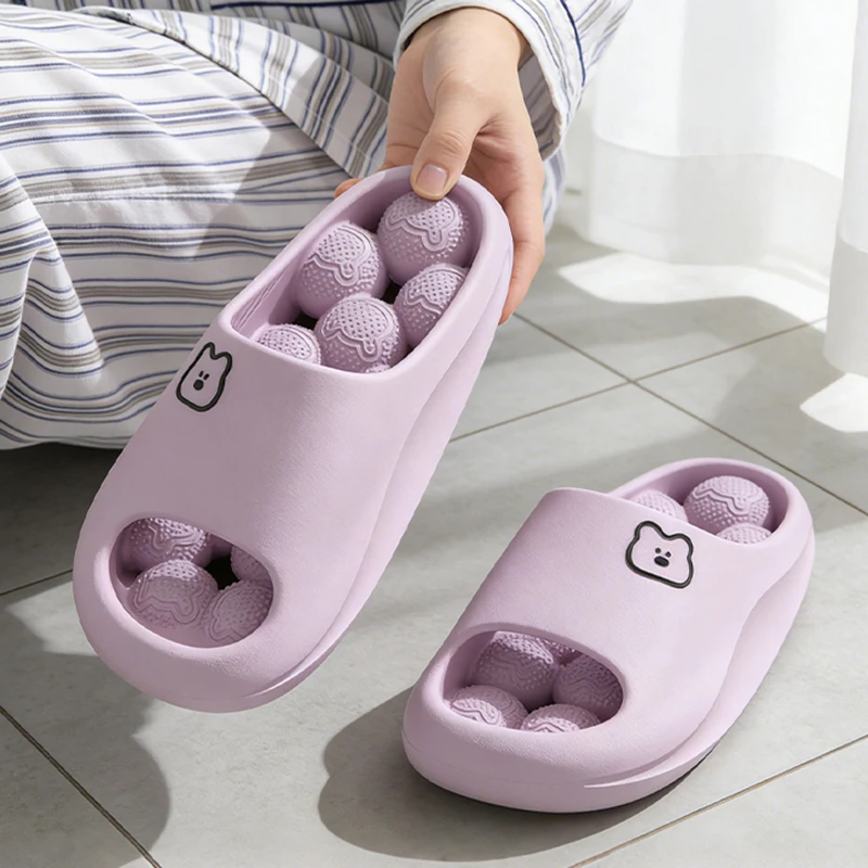 Badezimmer-Massage-Slipper für Damen, bequeme, ausgehöhlte Plateau-Sandalen, weiche, dicke Sohle, Strand-Sandalen für Paare, Sommer – Detail 7