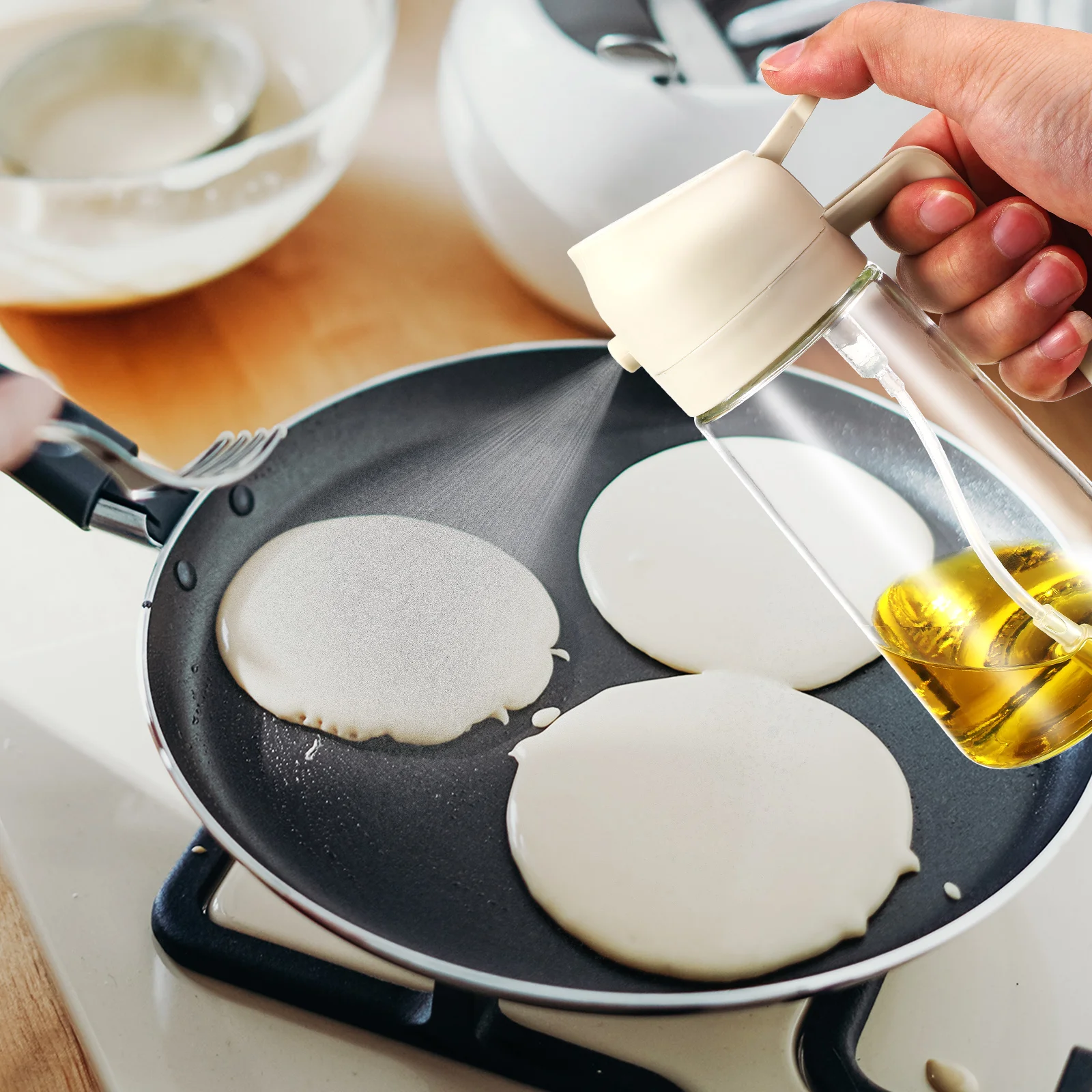 

2-in-1 Olive Oil Dispenser Spray Bottle Glass Jar Kitchen Cooking Dispenser Camping Baking Vinegar Soy Sauce Sprayer Containers