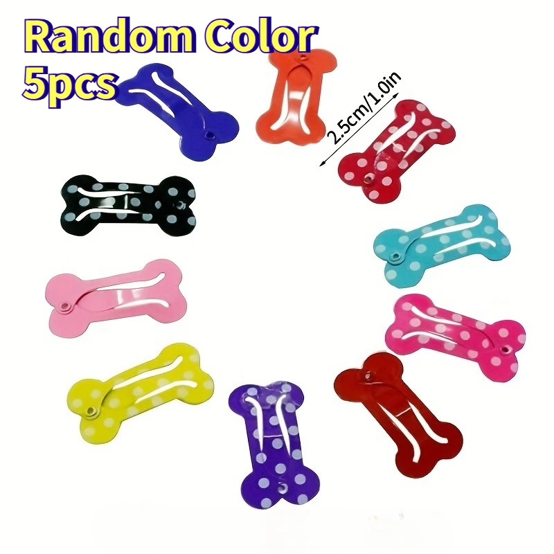 Random Color 5pcs of Adorable Pet Hair Clips - Perfect for Grooming Your Puppy or Kitten!.