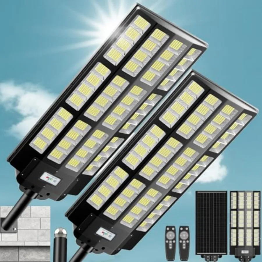 

000W Solar Street Lights Outdoor Commercial Parking Lot Lights with Motion Sensor Remote Control IP67 Waterproof Wide Angle Dus