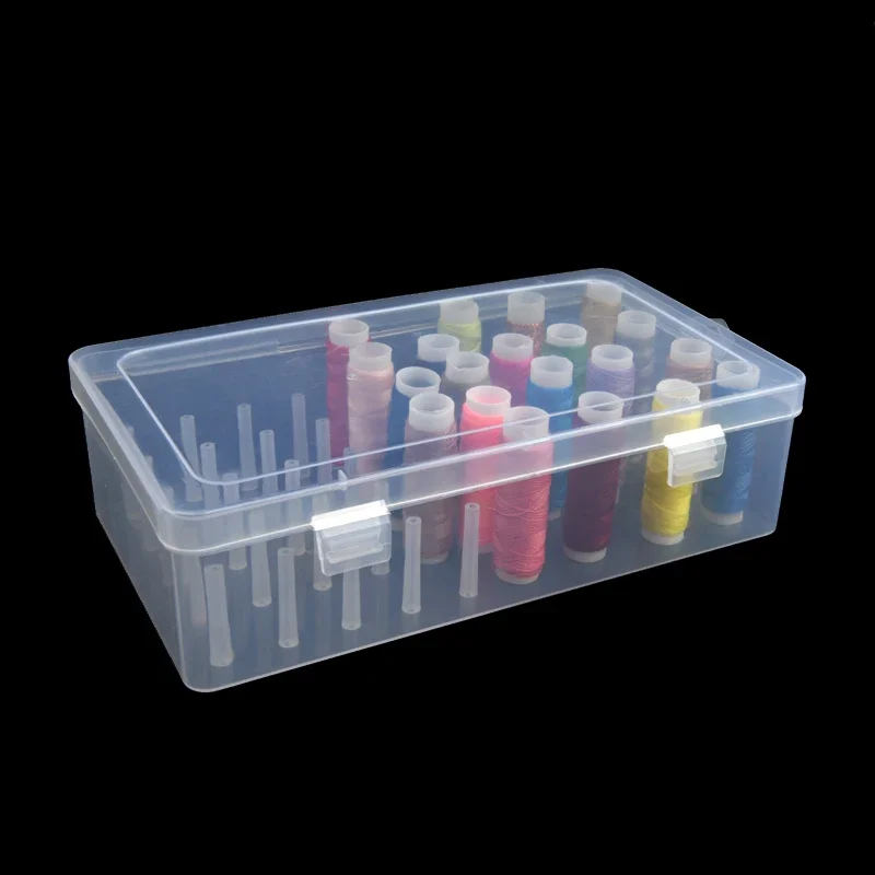 Sewing Thread Storage Box - Bobbin Carrying Case - Craft Organizing Container - 42 Pieces Spools - Sewing Storage