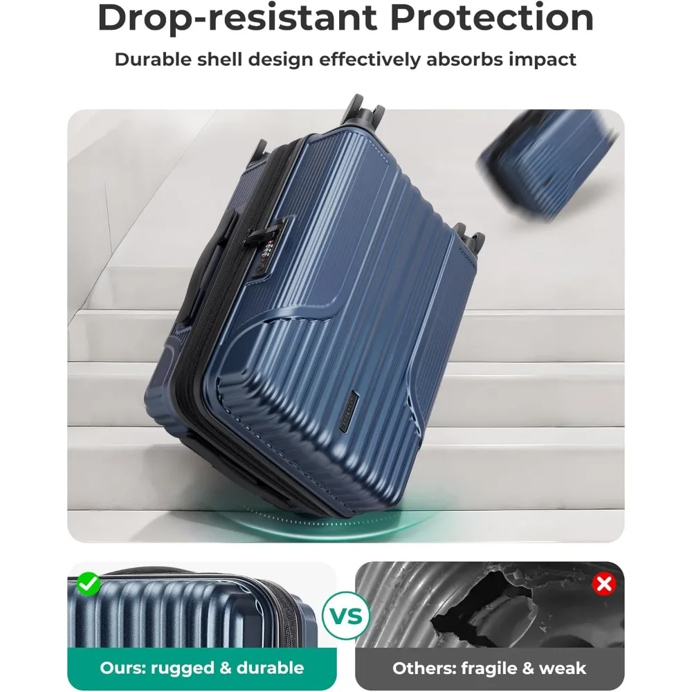 Lightweight 20 Inch Expandable Hardside Carry-On Luggage with Spinner Wheels, Airline Approved for Travel