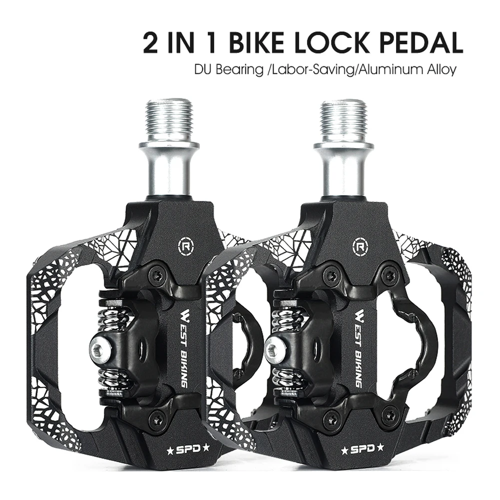 

Велосипедные педали WEST BIKING MTB с двойной платформой SPD, велосипедные педали без зажимов, герметичный подшипник для горных шоссейных велосипедов MTB