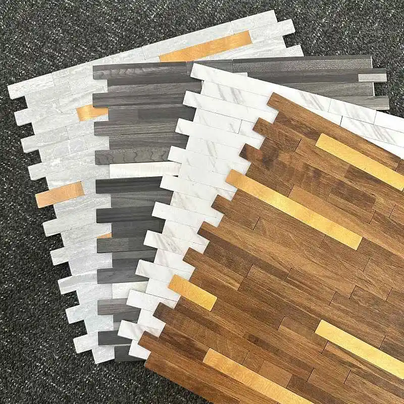 

4pcs/lot Mosaic Wall Tile Peel And Stick Self Adhesive Waterproof Aluminum composite rectangle Kitchen Bath Tile Backsplash 917