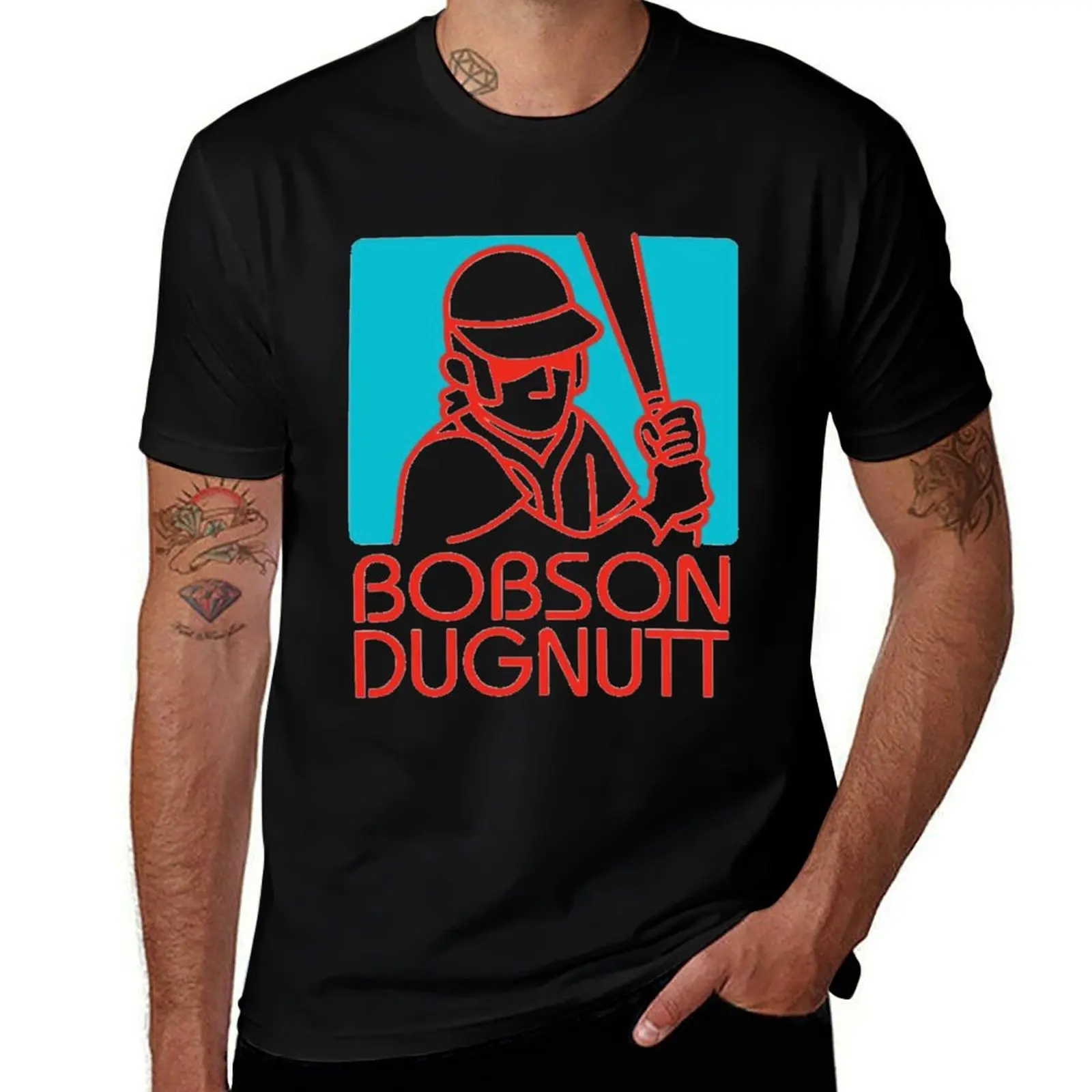 

Bobson Dugnutt Japanese Baseball Video Game Sticker T-Shirt vintage graphic tee T-shirts man funny gifts men t shirt