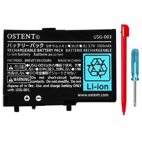 OSTENT-Kit de batterie aste pour Nintendo DS Lite, batterie au lithium NDSL, tournevis et stylet tactile, 1000mAh