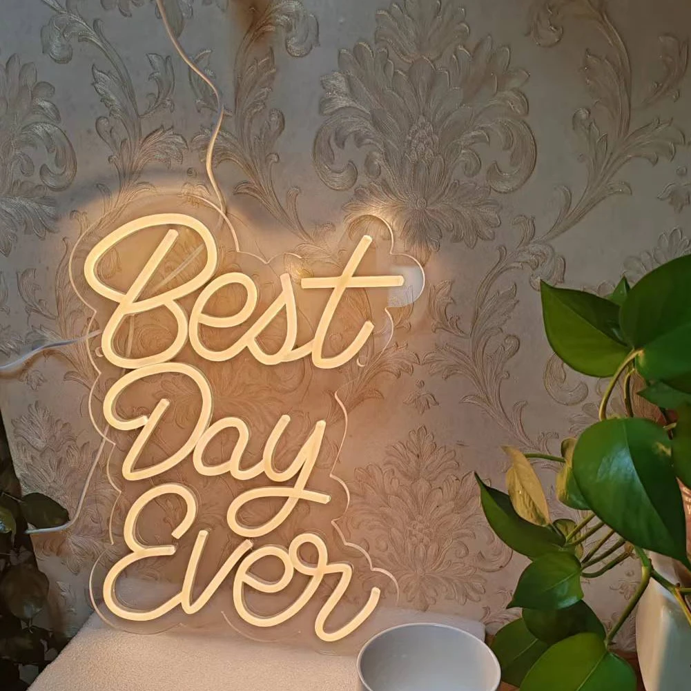 LOGOBO Best Day Ever Christmas Decoration Led Light Merry Christmas Neon Sign Led Wedding Sign Neon Holiday Festival Lightings