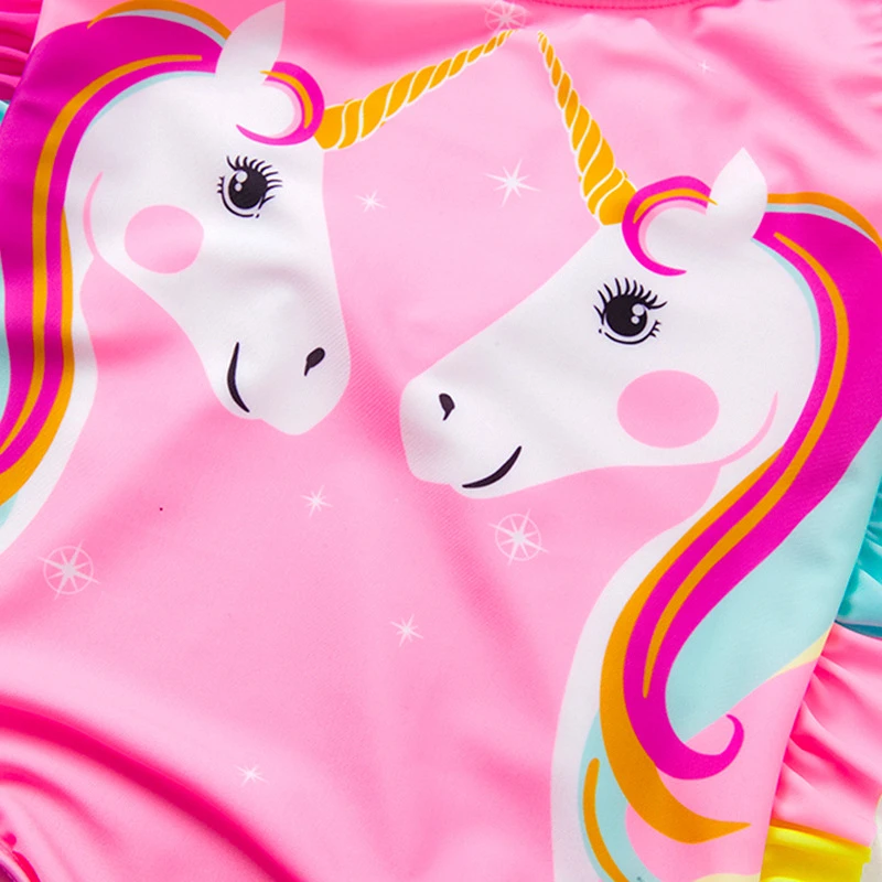 Girls Unicorn Swimsuit One-Piece Summer Backless Bathing Suits