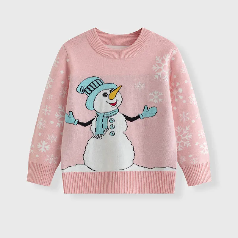 2025 new Europe and the United States autumn and winter children's cartoon snowman sweater girl baby pullover sweater