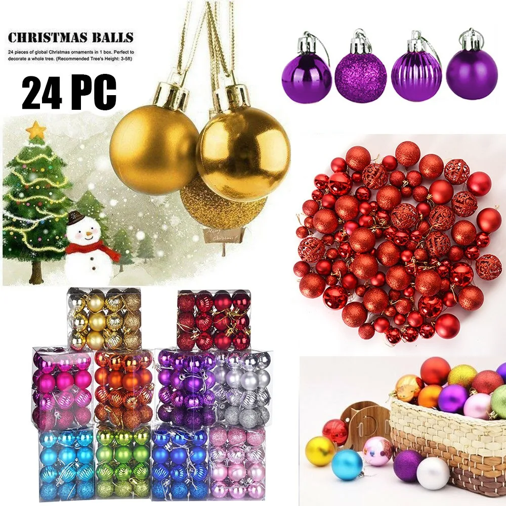 24Pcs Christmas Balls Ornaments for Christmas Tree, Christmas Tree Decorations Hanging Ball 30mm, Christmas Decorations Balls