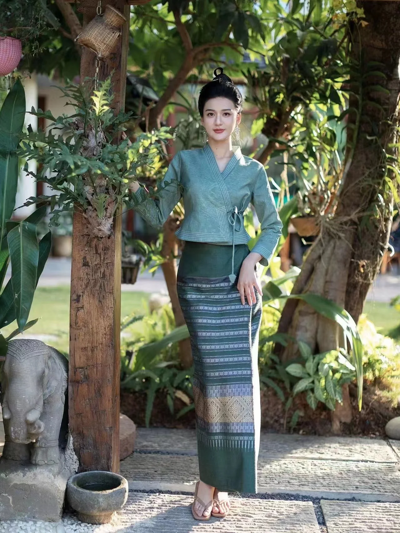 New Yunnan Dai traditional dress set national style slim retro Southeast Asian style clothing