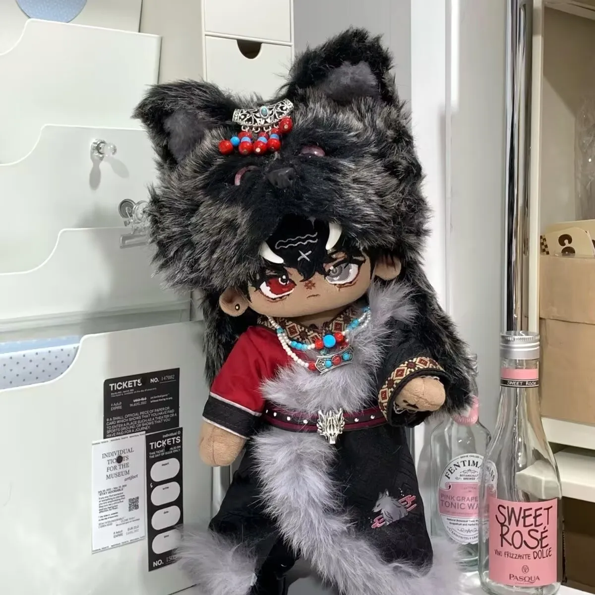 Vêtements de poupée en coton 20CM, vêtements tibétains, mignon, attribut de jeu, poupée masculine et féminine en peluche, style ethnique, ensemble de vêtements de robe tibétaine