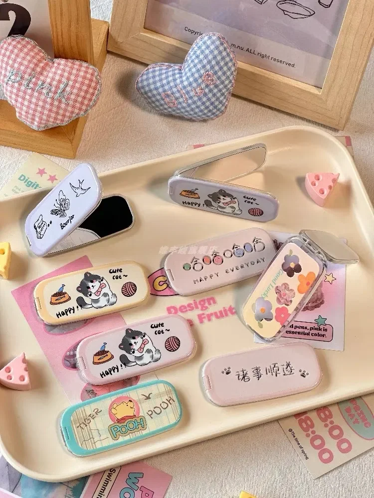 

Korean Makeup Mirror Folding Invisible Cartoon Phone Holder Cute Portable Back Sticker New Desktop Universal Adhesive Support