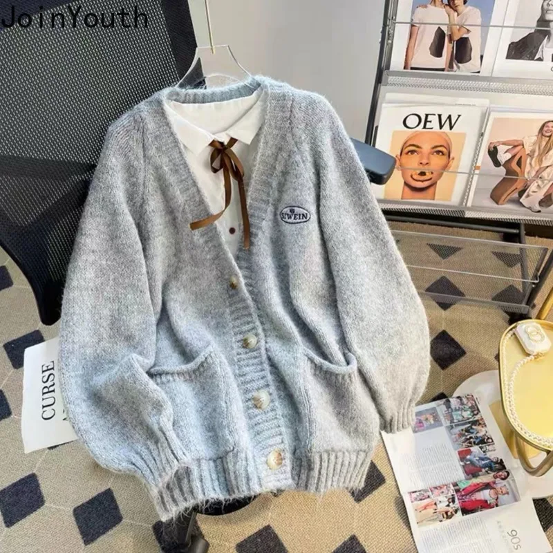 Preppy Style Knitwear Sweater Coat Women Clothing Pull Femme Fashion Korean Sueter Mujer Casual Knit Oversized Cardigan Jackets