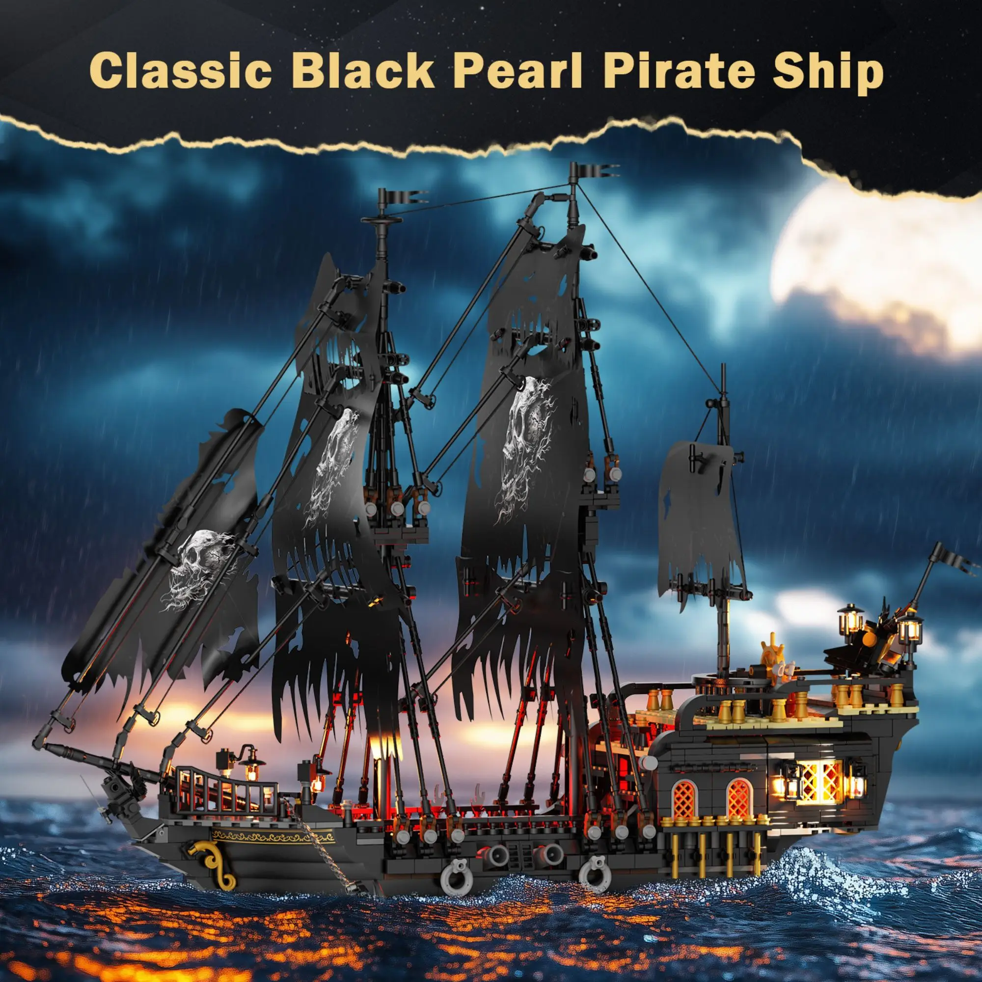 

1745pcs Black Pearl Pirate Ship Building Blocks Desktop Ornament Pirate Ship Sailboat Model Bricks Ideas Toys for Adults Gifts