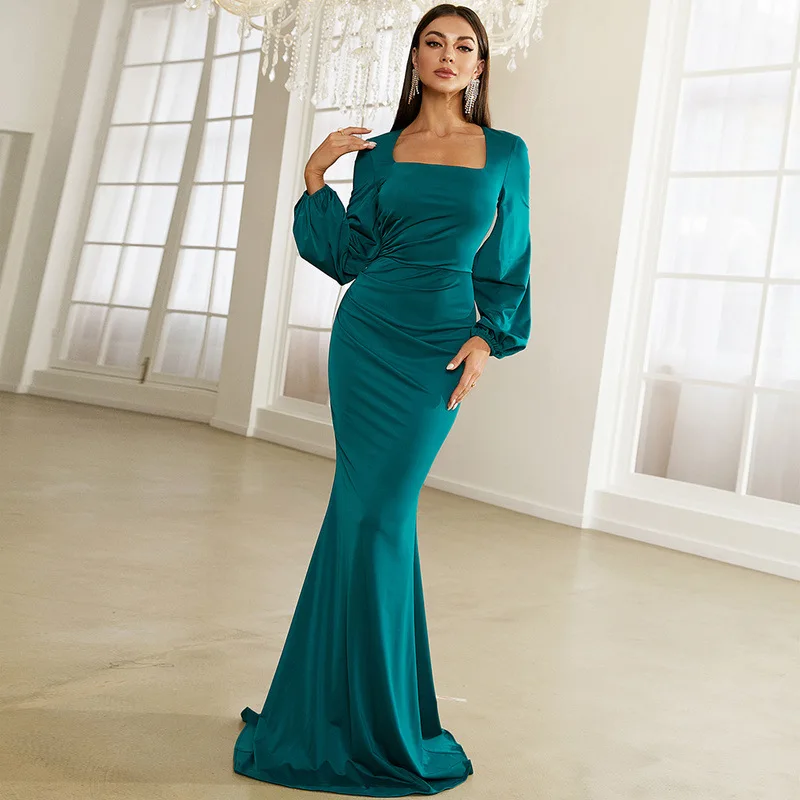 Ele Satin Evening Dr Damen Long Sve bodenlanges Meerjungfrauenschwanzkleid mit Gürtel für Par und Bankett