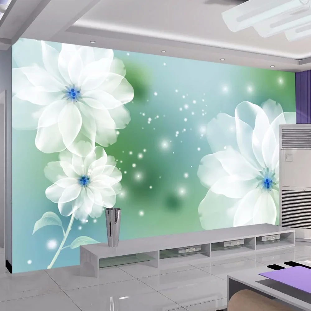 beibehang mural large bedroom TV background wallpaper wallpaper simple and stylish silk cloth fabric fantasy flower