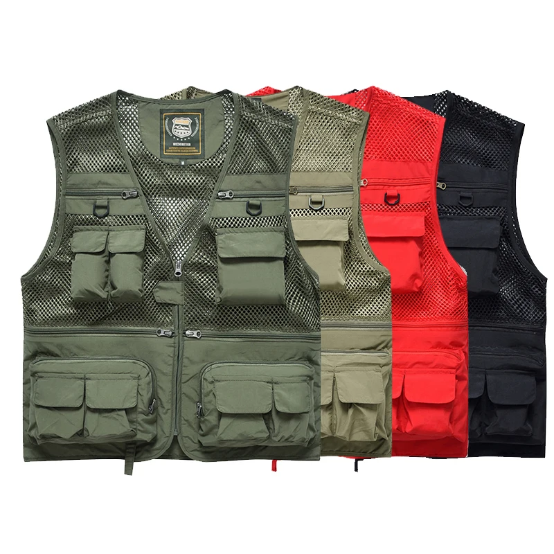 Men's Vest Multi-Pocket Thin Trend Mesh Breathable Waistcoat Outdoor Mountaineering Fishing Wear Tactics Hunting Clothing