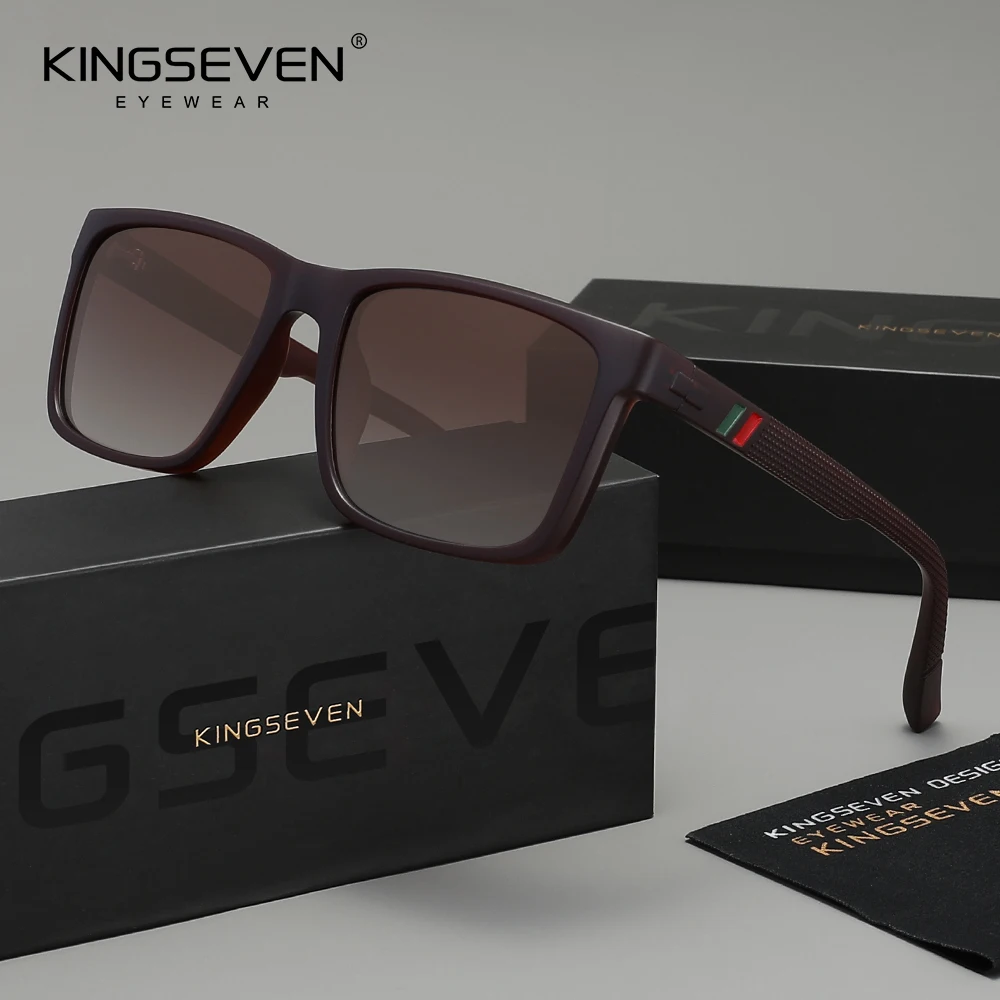 KINGSEVEN Klassische Herren-Sonnenbrille, polarisiert, Fahren, Outdoor, UV400, Reisen, blendfrei, quadratischer Rahmen, trendige Damenbrille