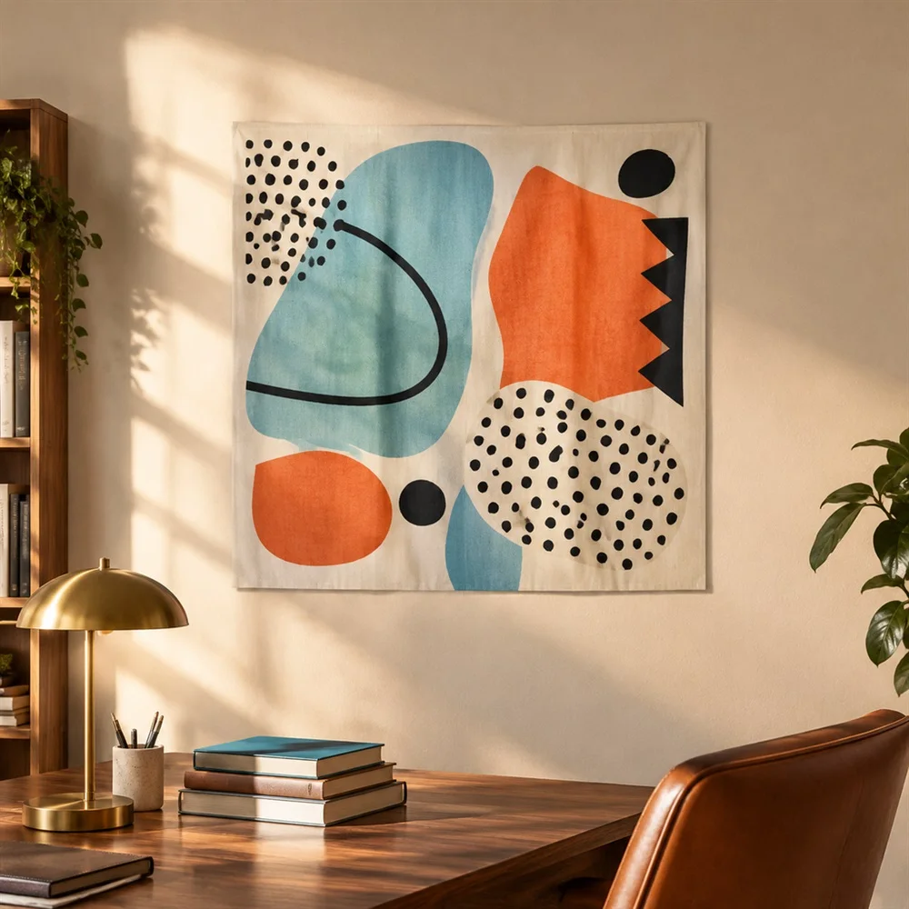 VIKAMA Irregular Collage Pieces Clustered Groups Tapestry Wall Hanging, Postmodern Wall Decor Tapestries for Living Room Bedroom