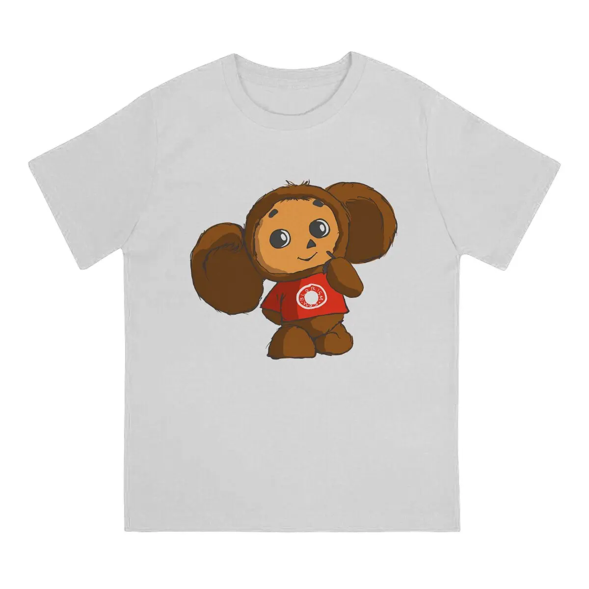 Cheburashka Russian Cartoon Thinking1 Tshirt Homme Men's Streetwear Blusas Polyester T Shirt For Men