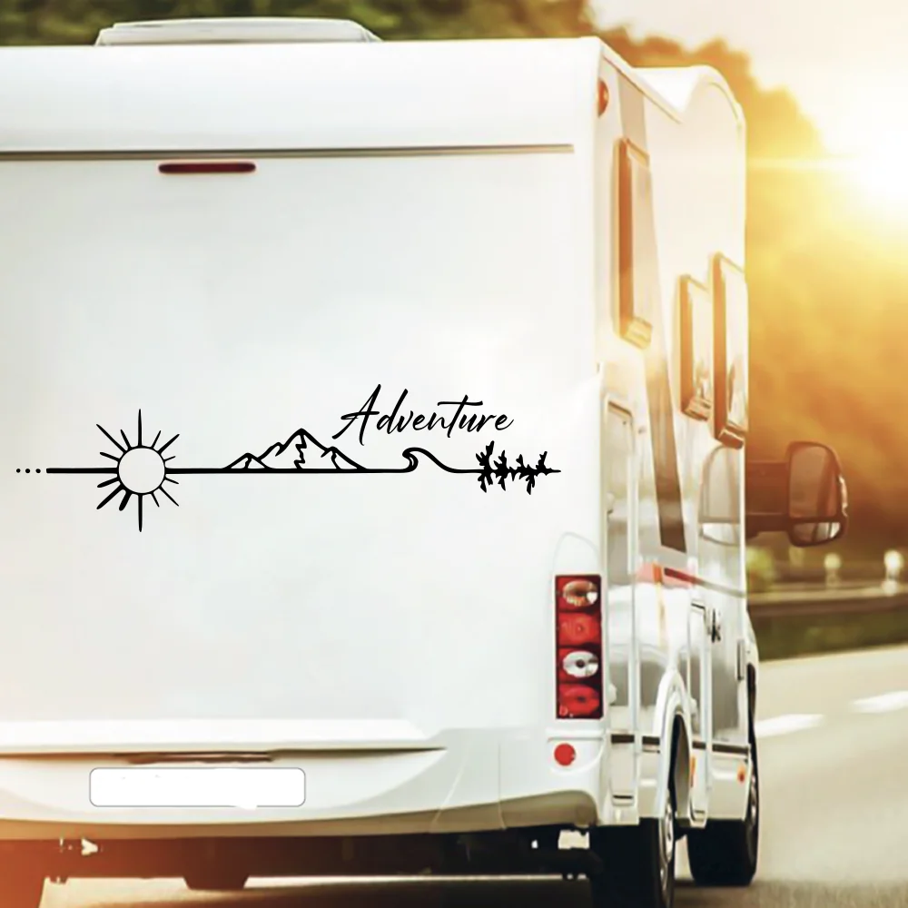 Large Adventure Arrow Sun Mountain Camper Van Car Sticker Decal Wildlife Travel Explore Motorhome Rv Carvan Truck Vinyl Decor