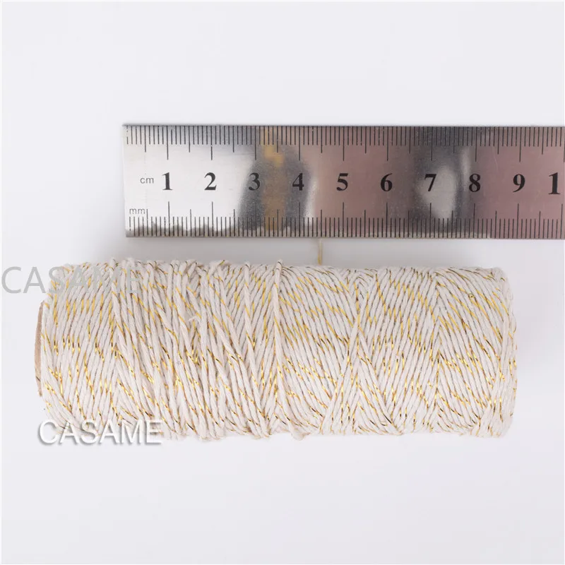 Cordón de hilo trenzado para decoración del hogar, cuerda de macramé de algodón, color Beige, hecho a mano