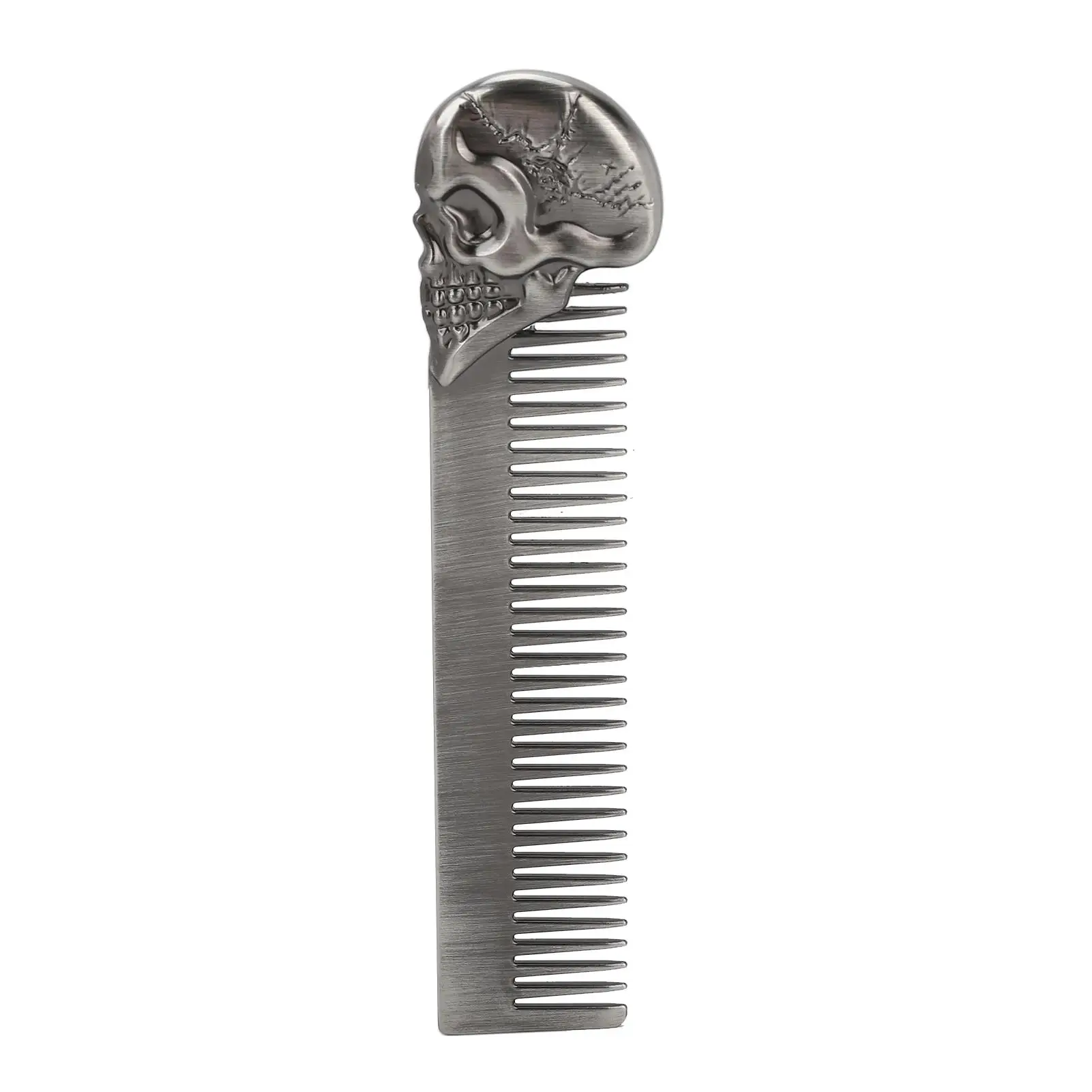 

Skull Pattern Zinc Alloy Pocket Beard Comb for Hair Styling and Mustache Shaping Oil - Professional and Durable Comb