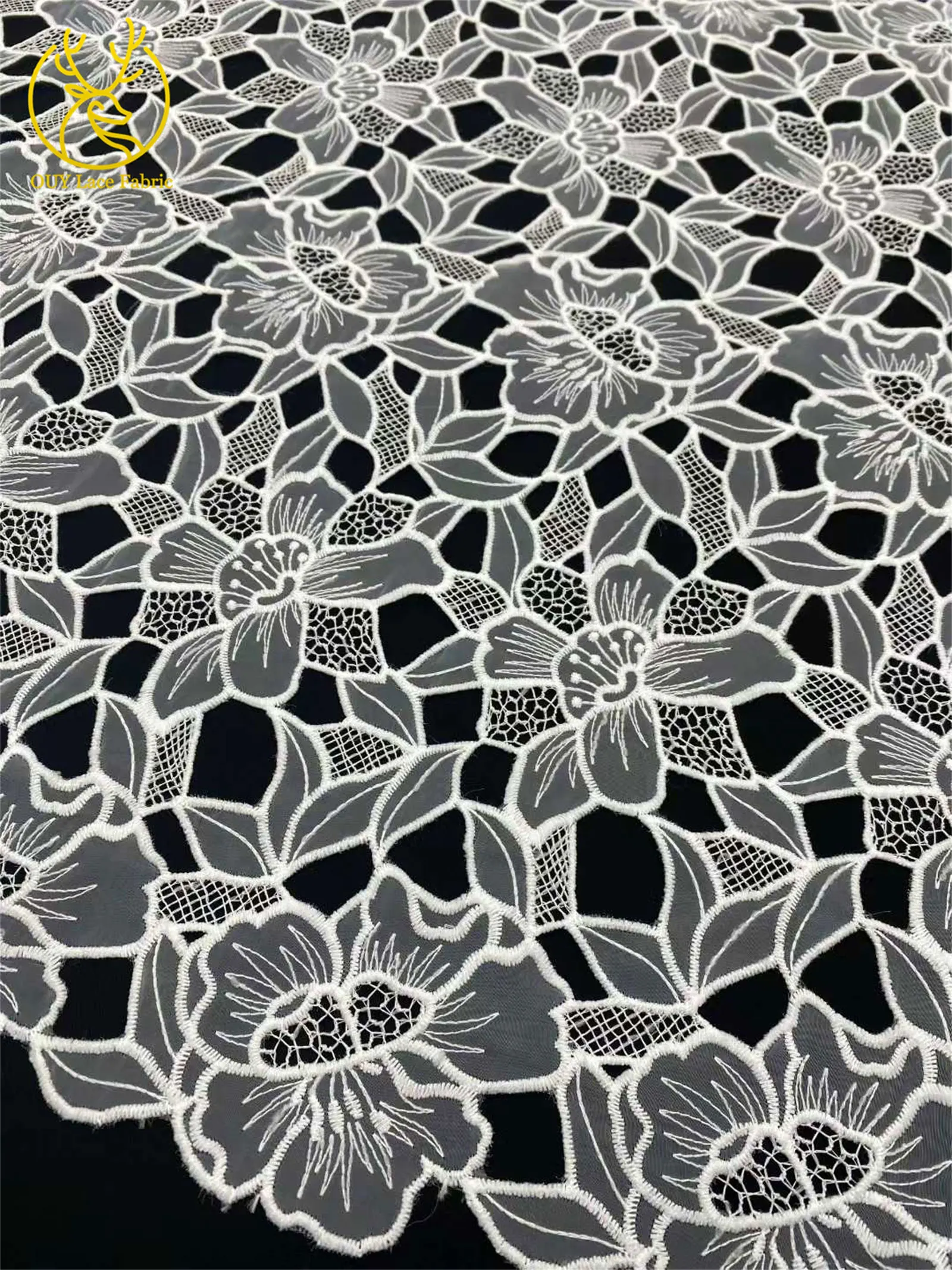 Eleganter französischer Mesh-Spitzenstoff 2026 Luxuriöser afrikanischer Stickerei-Tüll für Braut- und Abendkleider DIY Nähen 5 Yards – Detail 9