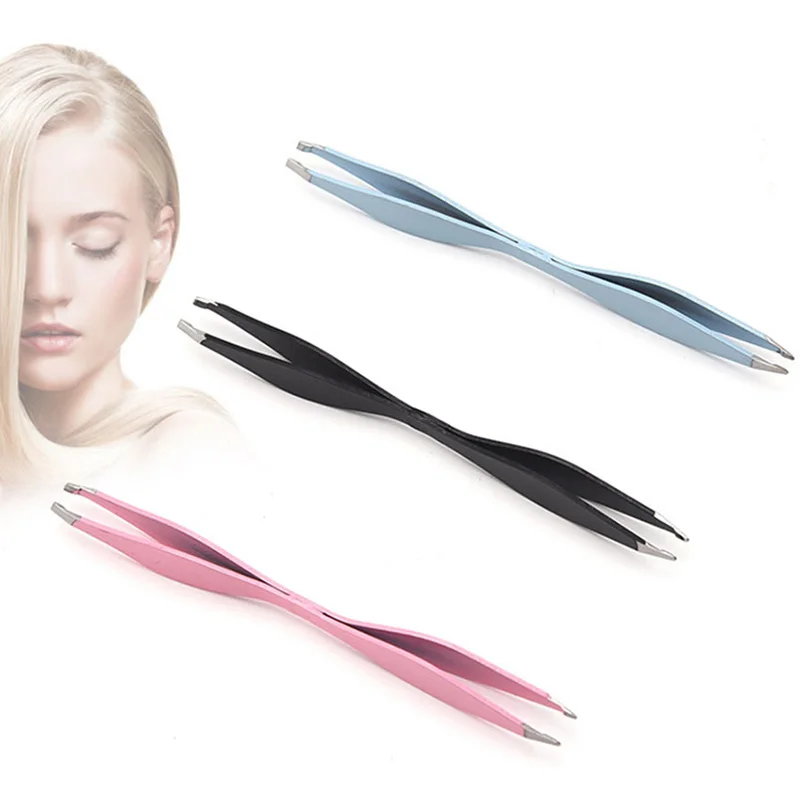 1 قطعة الحاجب الملقط الجمال التشذيب الحاجب المائل كليب المهنية مزدوجة رئيس الحاجب بكرة الشعر تصفيف مقاطع أدوات ماكياج