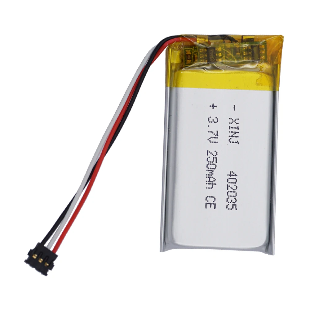 Akumulator litowo-polimerowy 3,7 V 250 mAh 0,92 Wh 402035 Wtyczka złącza JST 3pin MX1.2 do klucza cloud Unifi gen 2