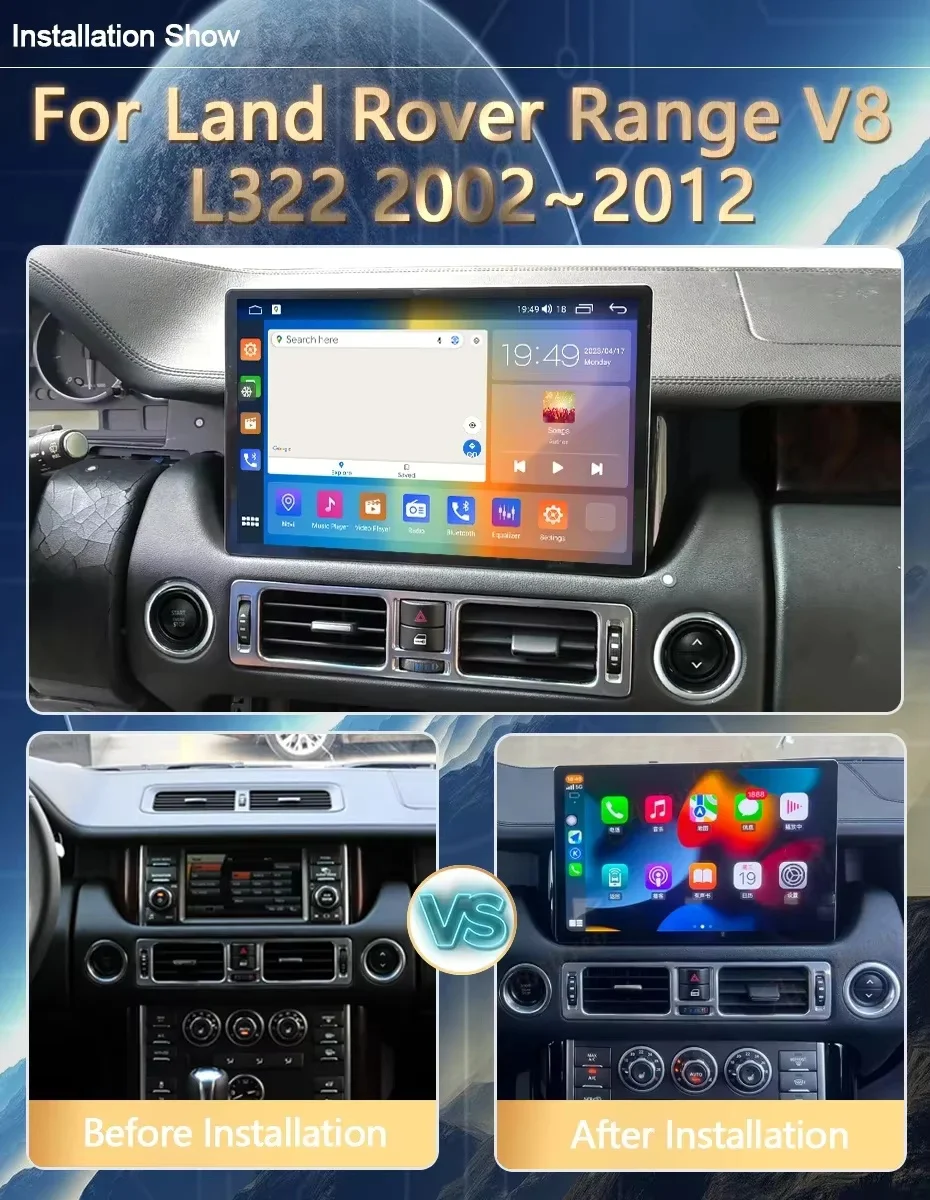 13.3 Inch For Land Rover Range V8 L322 2002 - 2012 1920*1200 Resolution Car Multimedia Player Gps Radio Android 12 Octa Core