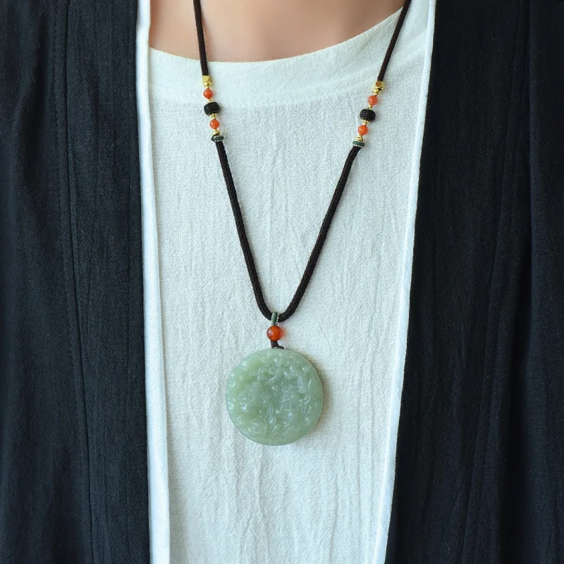 

Exquisite Hetian Jade Landscape Avalokitesvara Pendant