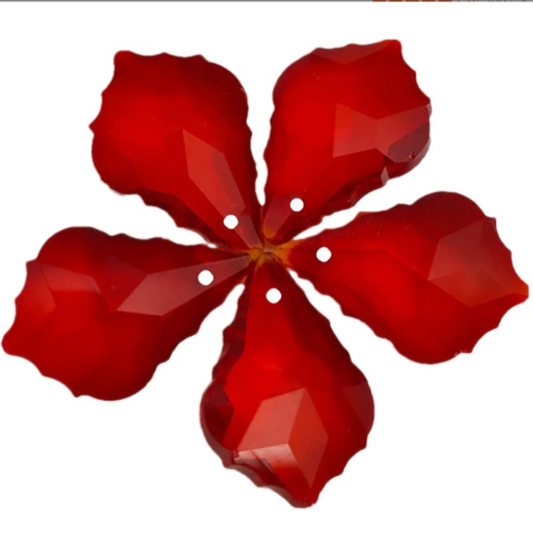 Camal 5PCS 38mm Red K9 Maple Leaf Crystal Glass Prisms Pendant Drop SunCatcher Lamp Lighting Chandelier Part Hanging Decor