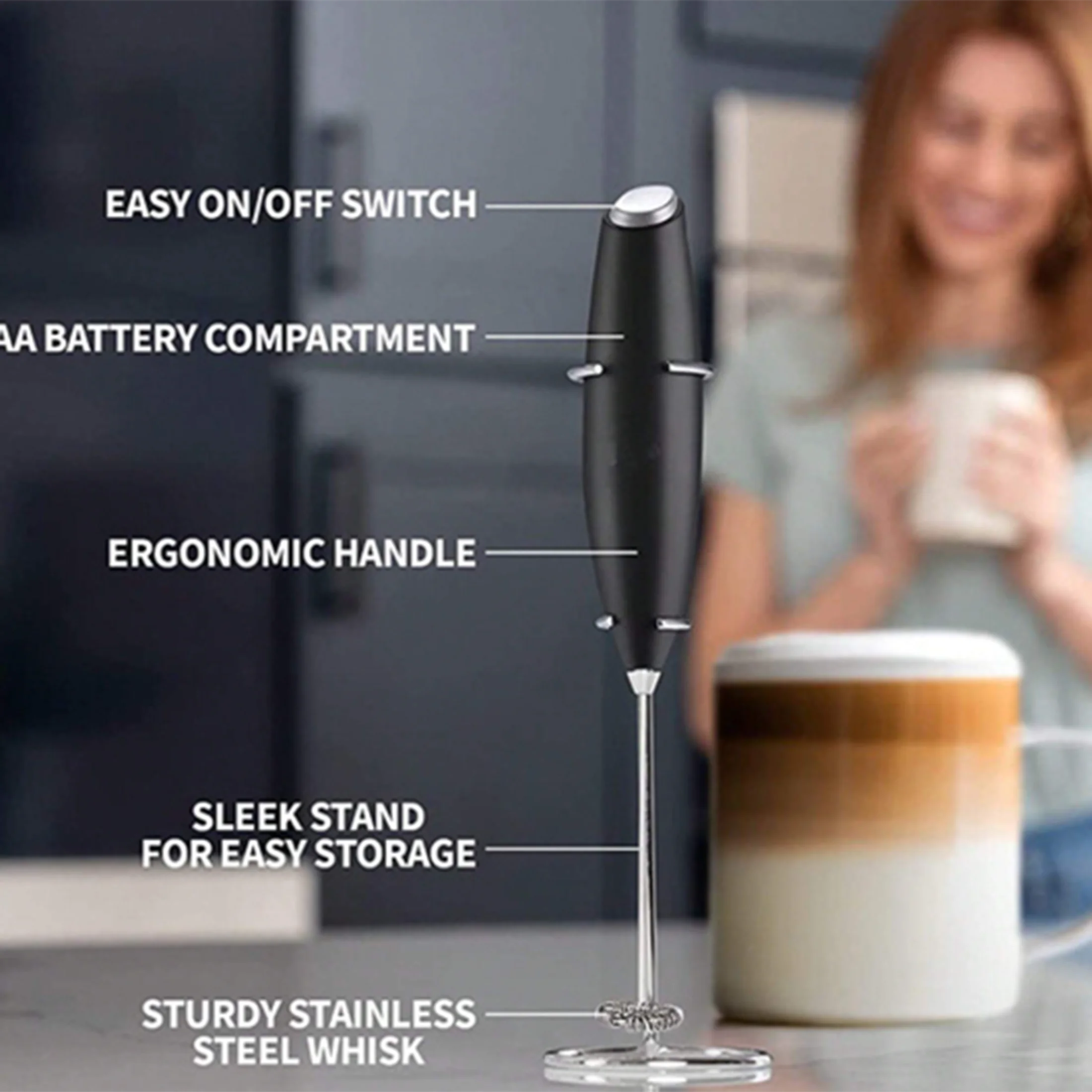 ماكينة تحضير الحليب الكهربائية متعددة الوظائف |   تحريك القهوة + مضرب كريمي مزدوج التكيف لخبز القهوة #4