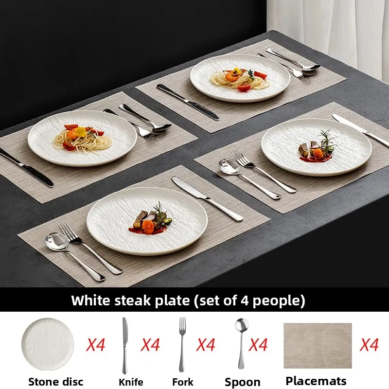 

Ceramic set Knife, fork and spoon sk Wtern food plate High value white underglaze color