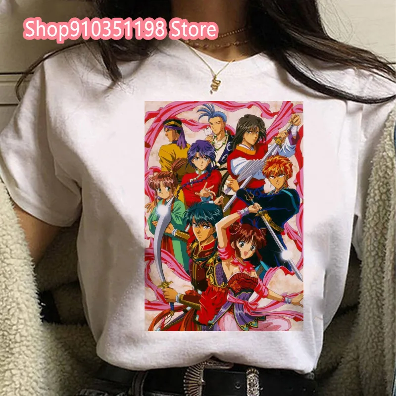 New Women's Cute Anime Fushigi Yuugi Harajuku Pattern Printed T-Shirt Female Japan Style Casual O-Neck Manga Short Sleeve Shirt