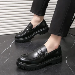 Men's Casual Shoes slip on Leather Men Fashion British Style Penny Loafers Mens Slip-on Thick Sole Outdoor Flats men moccasins