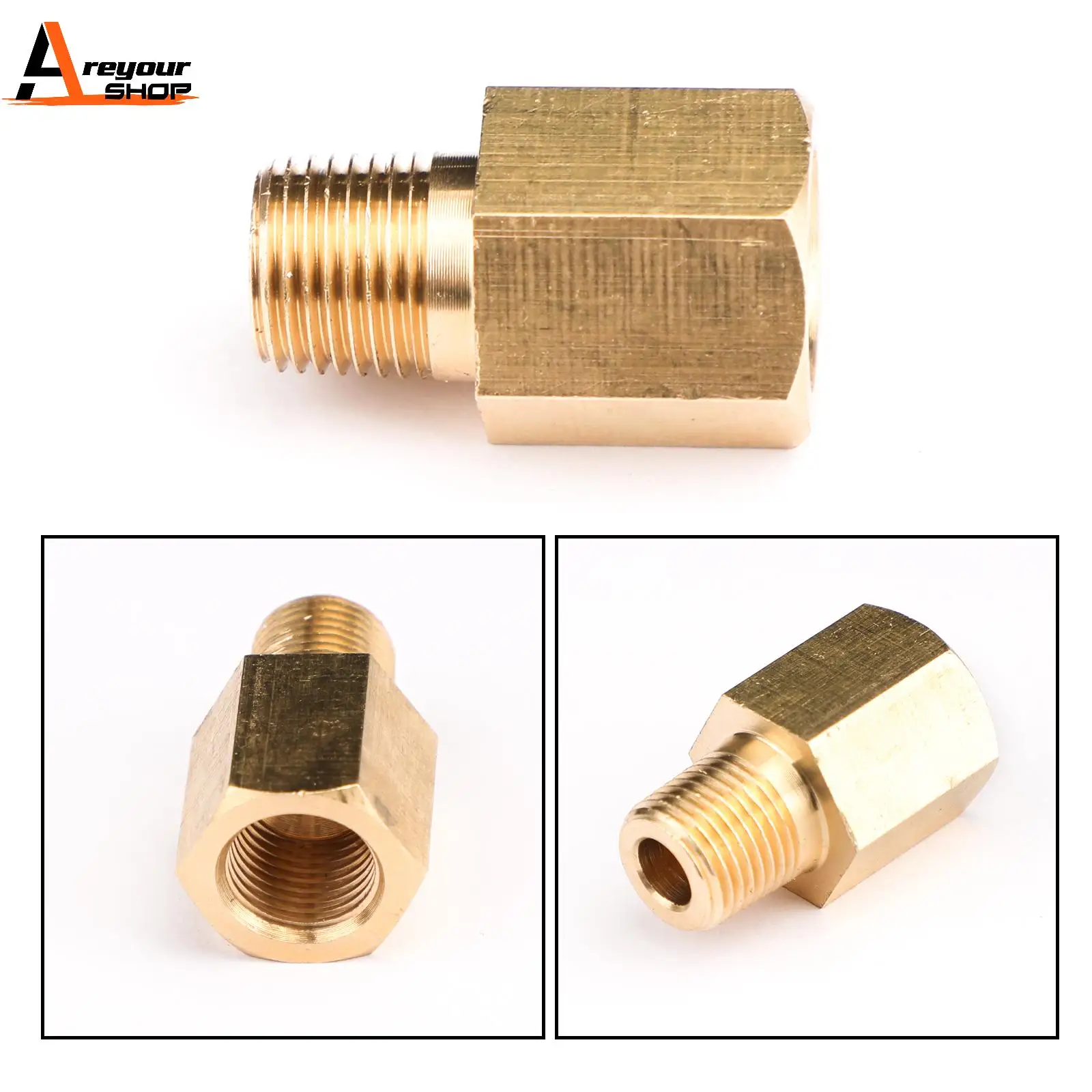 Areyourshop 1/8 NPT Female To 1/8 BSPT Male Adapter Gauge Sensor Thread Oil Pressure Adapter Universal Car Parts For BMW