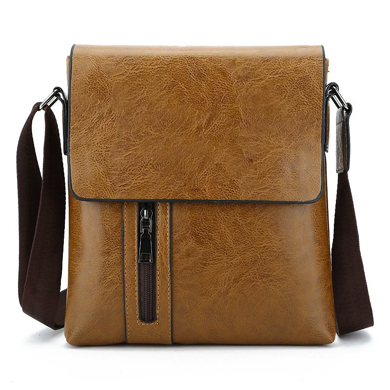 Fashion Luxury Men's Crossbody Bag Business PU Leather Shoulder Bags Men Solid Flap Messenger Bag Men Zipper Ipad Bag 2025 New