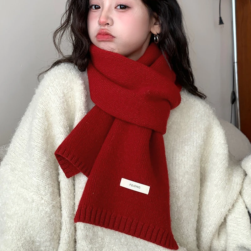 【A-Beautiful 】2025 Autumn And Winter New Korean Version Ing Style Solid Color Scarf Student Warm Knitted Versatile Couple Scarf