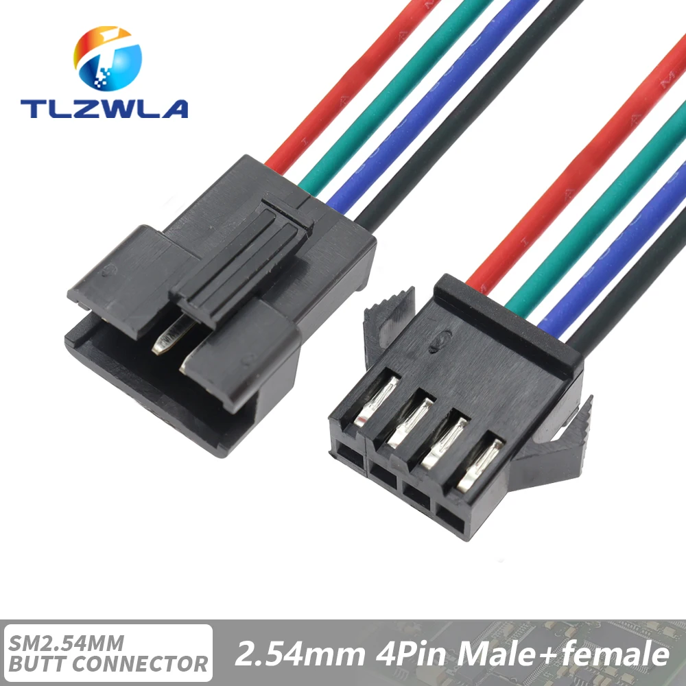 10PCS JST SM 2/3/4/5/6Pins 2,54 MM Stecker Männlich zu Weiblich Draht Stecker kabel zopf Stecker LED verbindung linie 20cm Lange