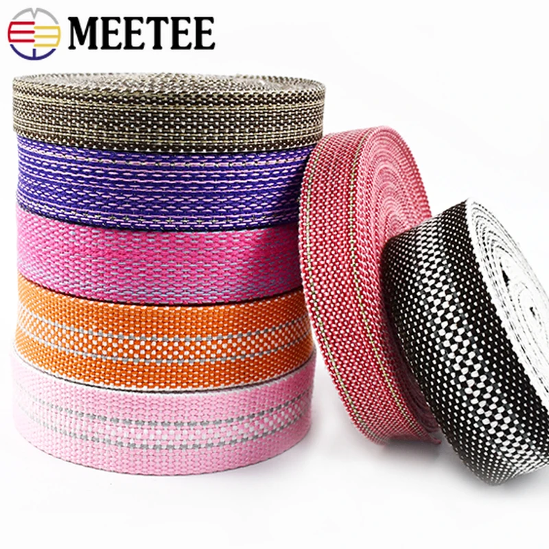 Meetee 1/2/3/4/5M Polyester Webbing Jacquard Cotton Strap Bag Clothes Backpack Tape Bias Band Ribbon DIY Sewing Accessories